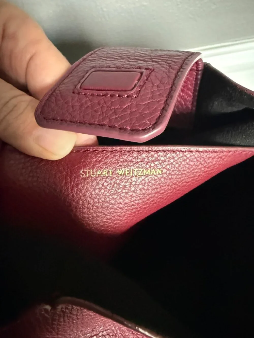 Stuart Weitzman Pebbled Leather Burgundy Hobo Bag